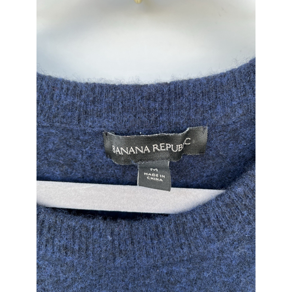 Banana Republic Wool Blend Sweater Dress Navy Blue Flare Sleeve Size M - Picture 4 of 10